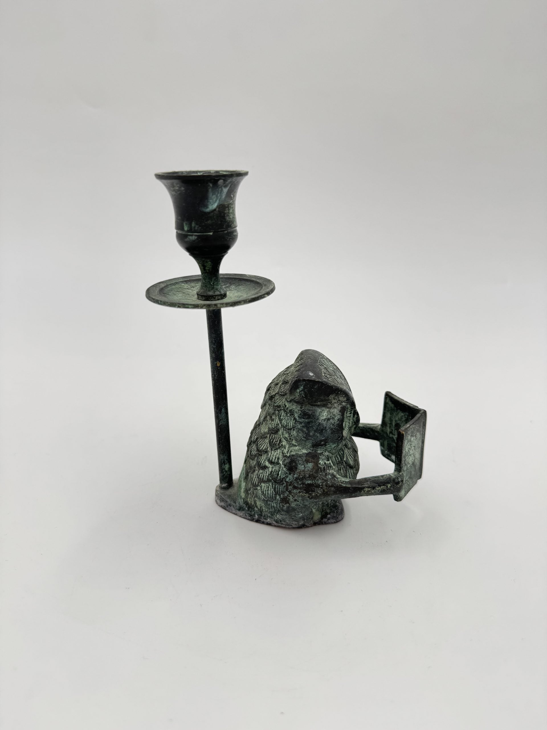 Vintage Library Reading Owl Candle Holder